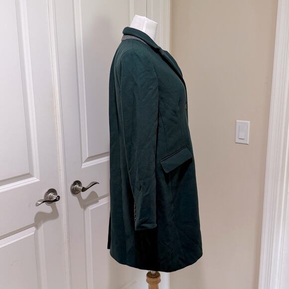 J. Crew Regent 100% Wool Double Serge Forest Green Mid Topcoat Jacket Size 12 - Picture 6 of 11